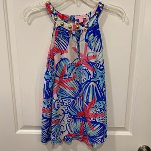 Lilly Pulitzer Blue and Pink Graphic Sleeveless Tank Top